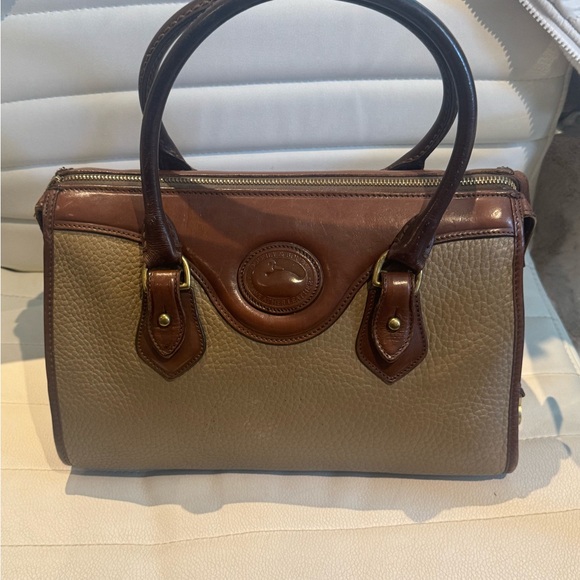 Dooney & Bourke Handbags - Dooney & Bourke Brown Shoulder Bag with Structured Shape and Rounded Handles